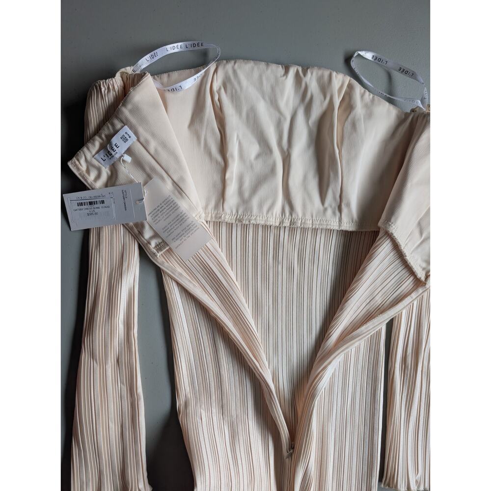 Nwt L'idee Gatsby Pleated Dress Gown Us 6 Bone #1b602 — image 6 of 8